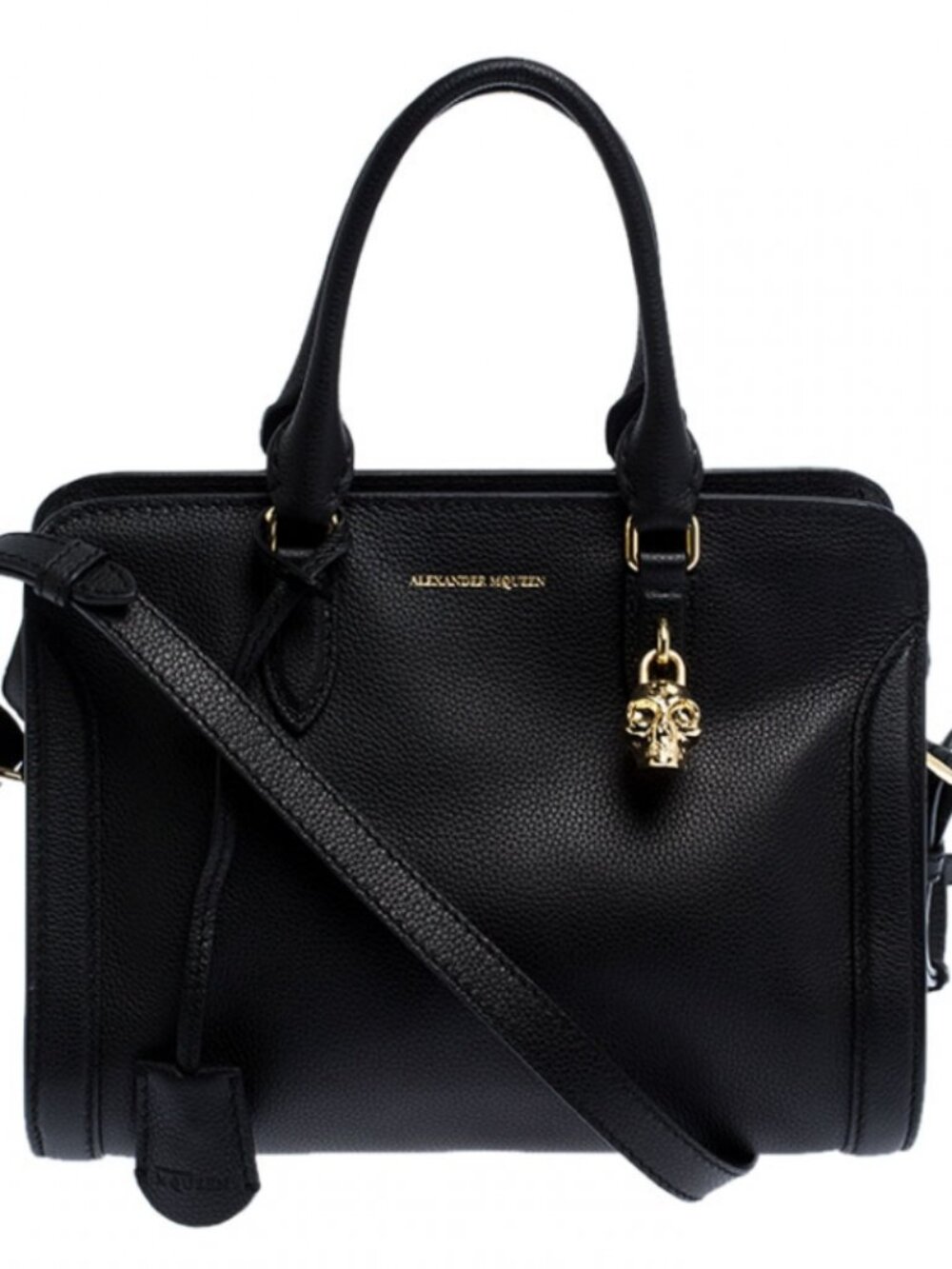 Alexander McQueen Small Skull Padlock Black Leather Satchel